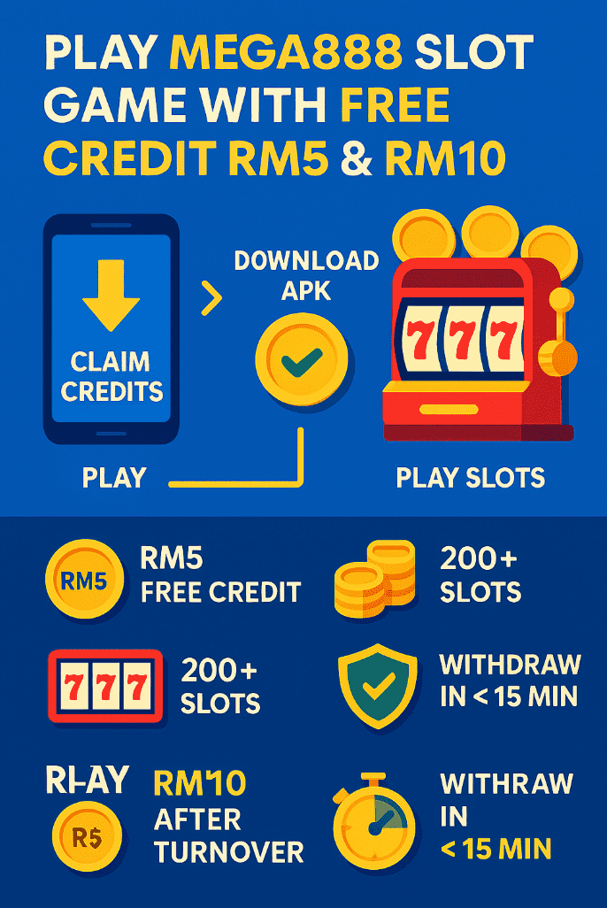 Quick review image on Mega888 Free Credit RM5 & RM10 bonus