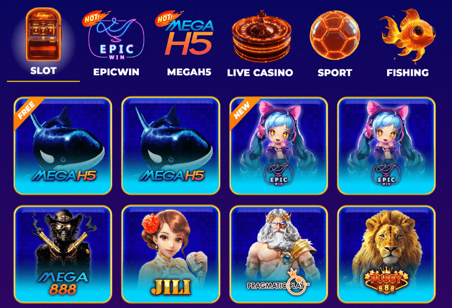 Mega888 game display on website
