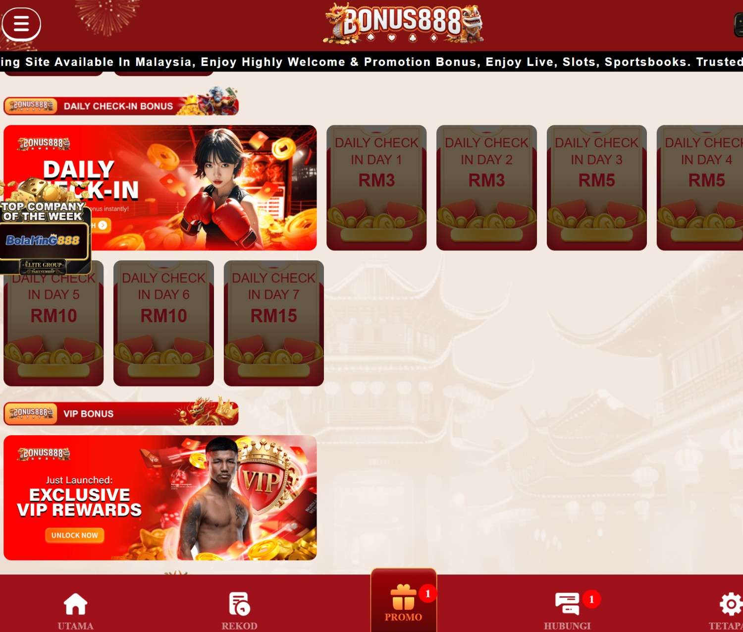 Bonus888 bonus page screenshot